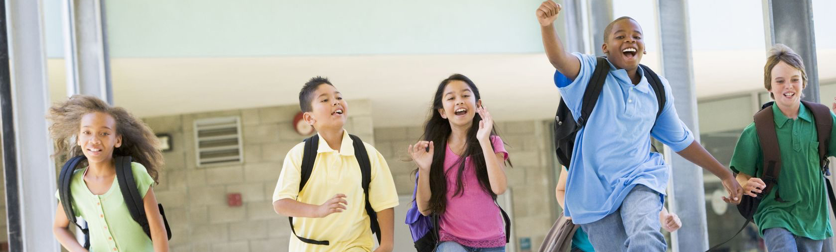 Children happily running